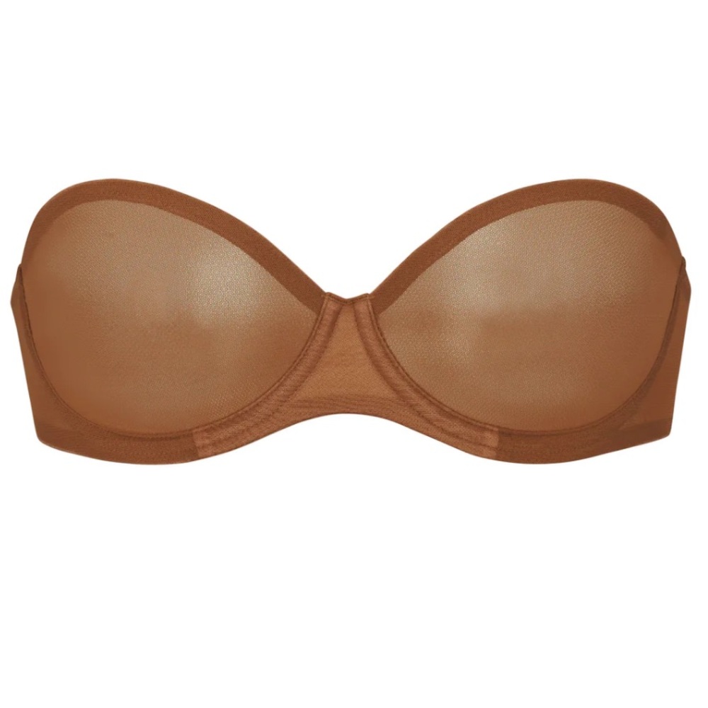 Skims ultra fine mesh strapless bra. Bronze. 36D.